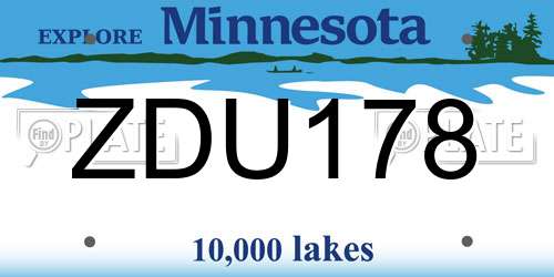 ZDU178 Minnesota License Plate