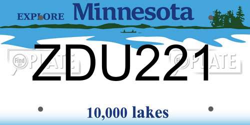ZDU221 Minnesota License Plate