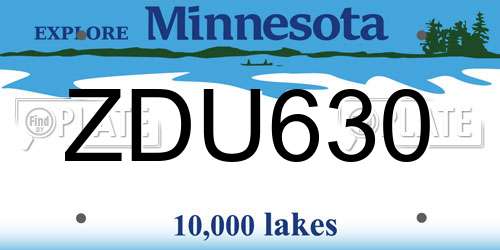 ZDU630 Minnesota License Plate