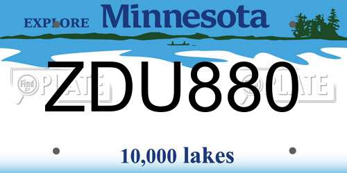 ZDU880 Minnesota License Plate