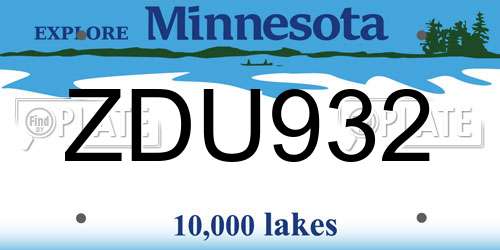 ZDU932 Minnesota License Plate