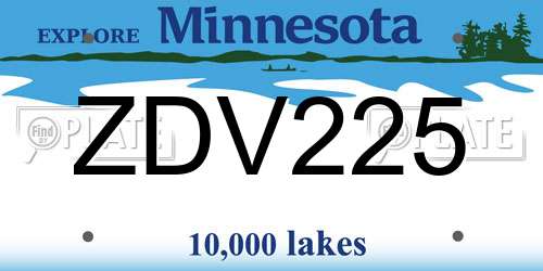 ZDV225 Minnesota License Plate