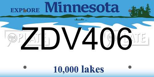 ZDV406 Minnesota License Plate
