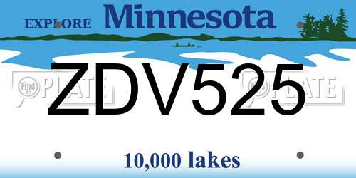 ZDV525 Minnesota License Plate