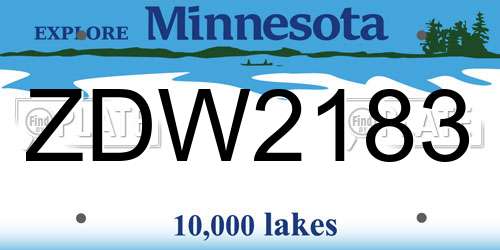 ZDW2183 Minnesota License Plate