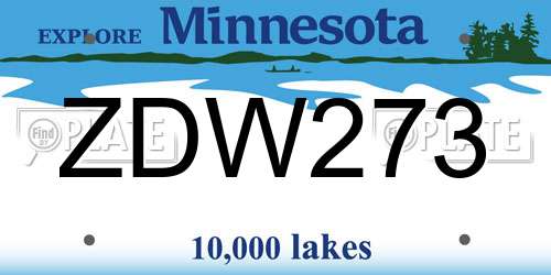 ZDW273 Minnesota License Plate