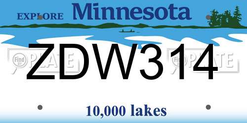 ZDW314 Minnesota License Plate