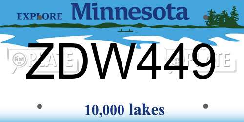 ZDW449 Minnesota License Plate