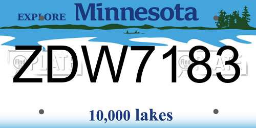 ZDW7183 Minnesota License Plate
