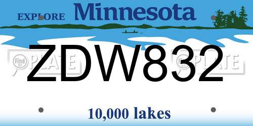 ZDW832 Minnesota License Plate