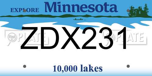 ZDX231 Minnesota License Plate