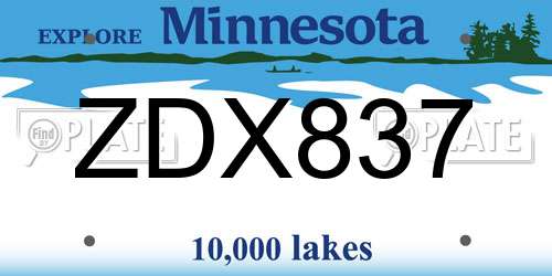 ZDX837 Minnesota License Plate