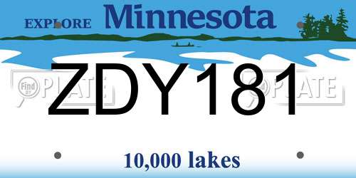 ZDY181 Minnesota License Plate