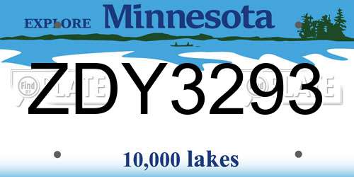ZDY3293 Minnesota License Plate