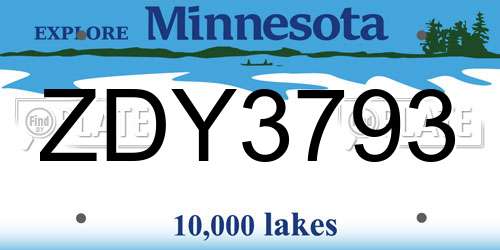 ZDY3793 Minnesota License Plate