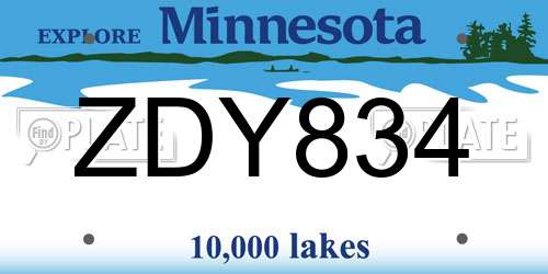 ZDY834 Minnesota License Plate