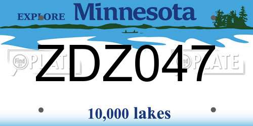 ZDZ047 Minnesota License Plate