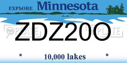 ZDZ20O Minnesota License Plate