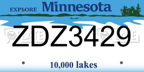 ZDZ3429 Minnesota License Plate