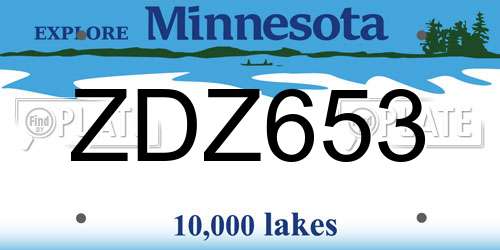 ZDZ653 Minnesota License Plate