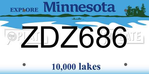 ZDZ686 Minnesota License Plate