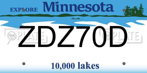 ZDZ70D Minnesota License Plate
