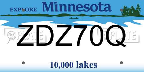 ZDZ70Q Minnesota License Plate