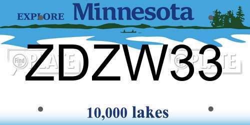 ZDZW33 Minnesota License Plate