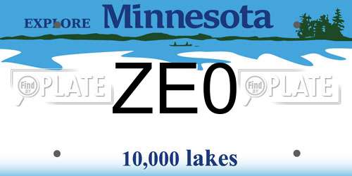 ZE0 Minnesota License Plate
