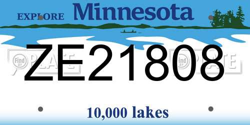 ZE21808 Minnesota License Plate