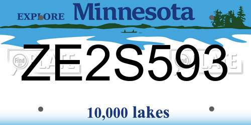 ZE2S593 Minnesota License Plate