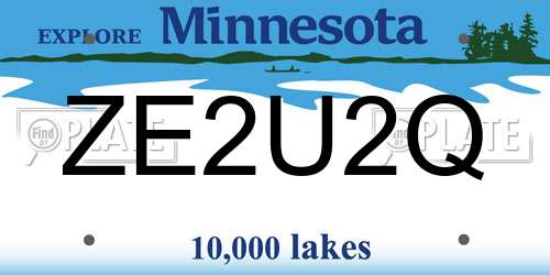 ZE2U2Q Minnesota License Plate