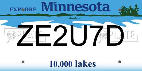 ZE2U7D Minnesota License Plate