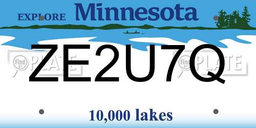 ZE2U7Q Minnesota License Plate