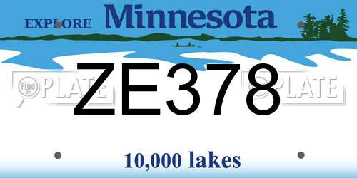 ZE378 Minnesota License Plate