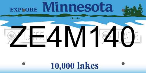 ZE4M140 Minnesota License Plate