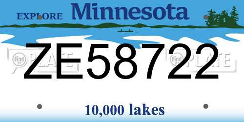 ZE58722 Minnesota License Plate