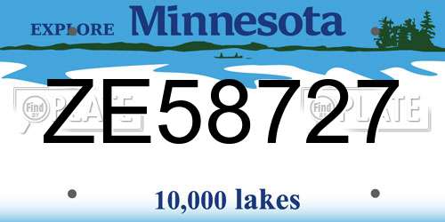 ZE58727 Minnesota License Plate