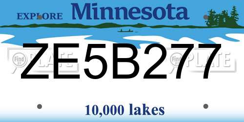 ZE5B277 Minnesota License Plate
