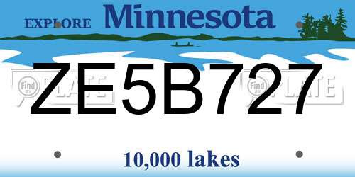 ZE5B727 Minnesota License Plate