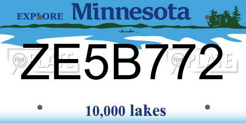 ZE5B772 Minnesota License Plate