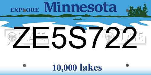 ZE5S722 Minnesota License Plate