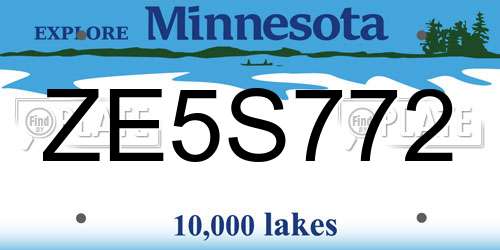 ZE5S772 Minnesota License Plate