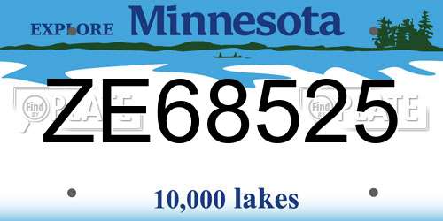 ZE68525 Minnesota License Plate