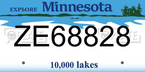 ZE68828 Minnesota License Plate