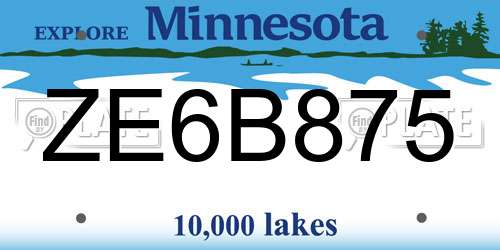 ZE6B875 Minnesota License Plate