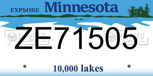 ZE71505 Minnesota License Plate