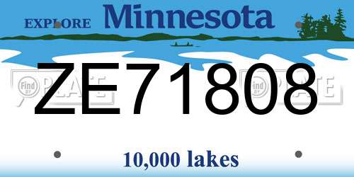 ZE71808 Minnesota License Plate