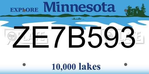 ZE7B593 Minnesota License Plate