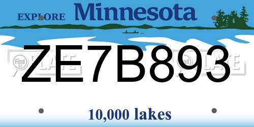 ZE7B893 Minnesota License Plate